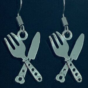 Knife Earring, Fork Earring, Utensil Earring, Chef Earring, Cook Earring, Gift